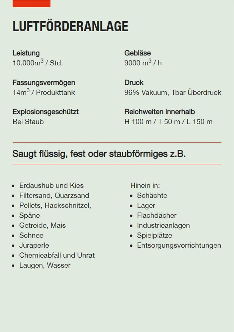 Saugbagger Erlangen - Technische Daten LFA